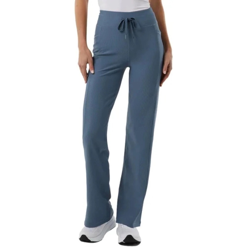 32 Degrees Cool Women's High-Rise Ribbed Active Flare Pants, Blue, Size XXL, New